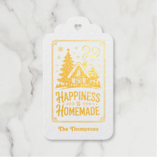 Happiness Is Homemade Christmas Holiday Foil Gift Tags