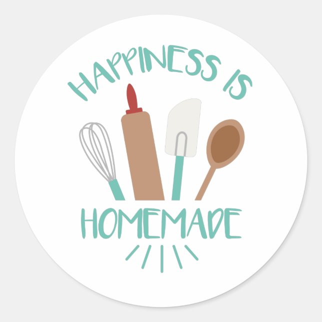 Happiness is Homemade Classic Round Sticker (Front)