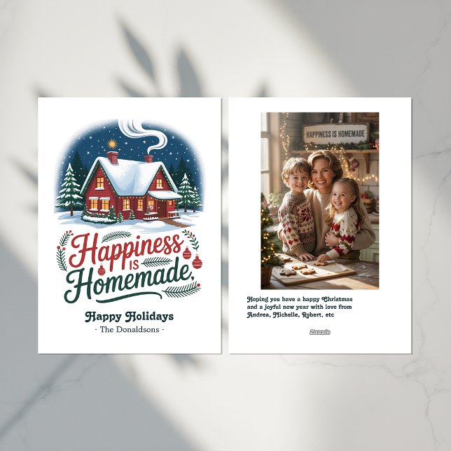 Happiness Is Homemade Cozy Cabin Christmas Holiday Card (Happiness Is Homemade Cozy Cabin Christmas Holiday Card)