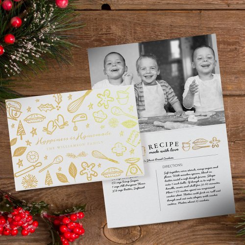 Happiness Is Homemade Family Baking Recipe Photo Foil Card