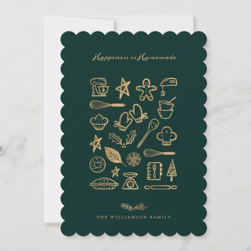Happiness Is Homemade Gold  Green Baking Recipe Holiday Card