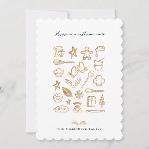 Happiness Is Homemade Gold  White Baking Recipe Holiday Card