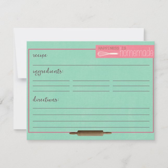 Happiness Is Homemade Recipe Cards-Teal (Front)