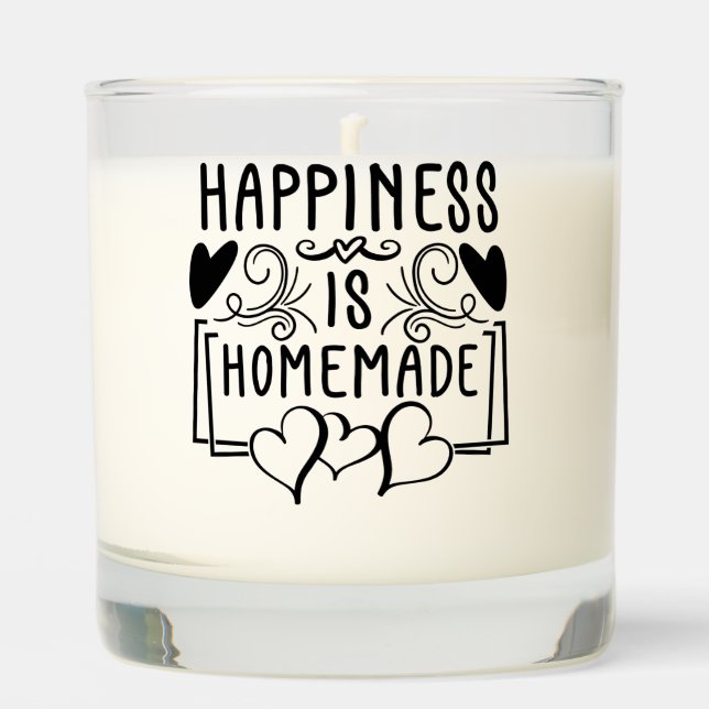 Happiness Is Homemade Rustic Kitchen Quote Design Scented Candle (Front)