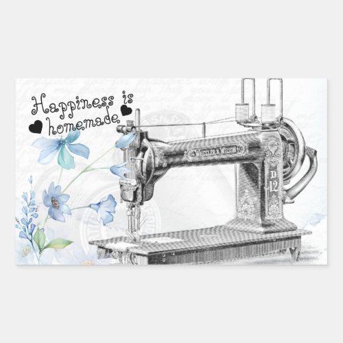 Happiness is Homemade Sewing Theme Rectangular Sticker