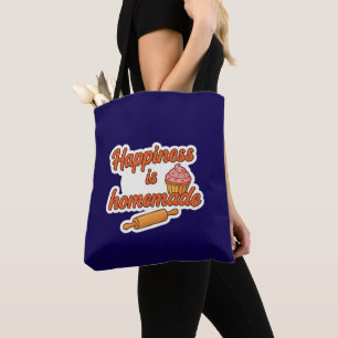 Happiness is Homemade Sticker Tote Bag