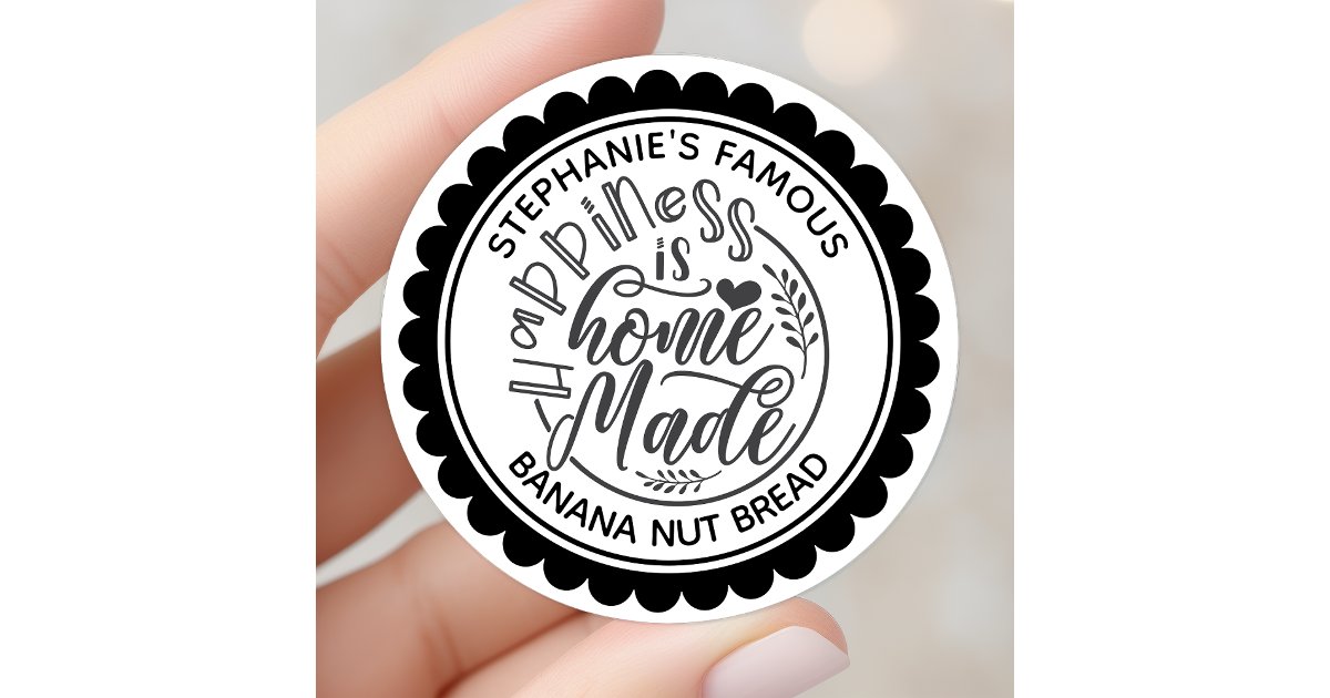 Happiness Is Homemade Vintage Personalized Label | Zazzle