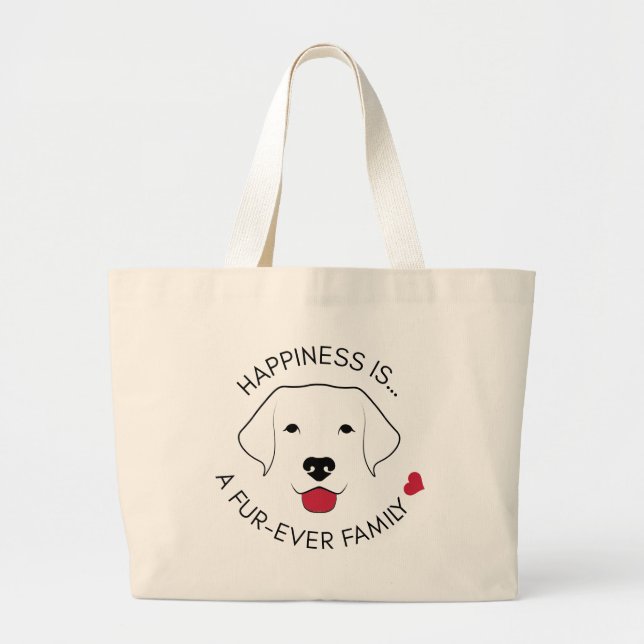 “Happiness Is…” Jumbo Canvas Tote Bag (Front)