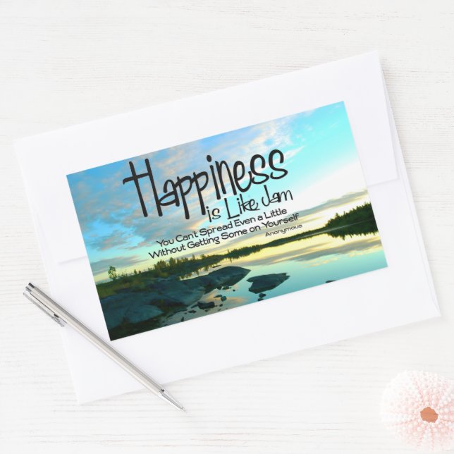 "Happiness is like jam" Inspirational Quote Rectangular Sticker (Envelope)