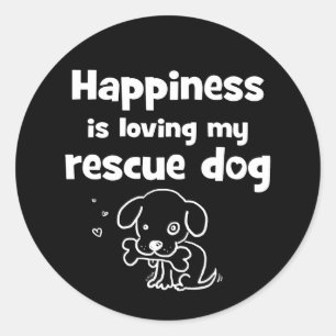 Happiness Is Loving My Rescue Dog Classic Round Sticker