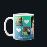 Happiness Is | Modern Custom 5 Photo Pet Collage Coffee Mug<br><div class="desc">Here's a great way to celebrate how happy you are to be living with your new pet. In this case a Shiba Inu. The design on a soft green shifting to blue background with white hearts gives you space for your own favorite 5 square Instagram style photos. And you can...</div>