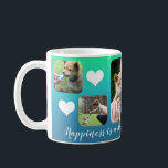 Happiness Is | Modern Custom 5 Photo Pet Collage Coffee Mug<br><div class="desc">Here's a great way to celebrate how happy you are to be living with your new pet. In this case a Shiba Inu. The design on a soft green shifting to blue background with white hearts gives you space for your own favorite 5 square Instagram style photos. And you can...</div>