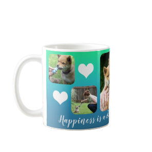 Happiness Is | Modern Custom 5 Photo Pet Collage Coffee Mug