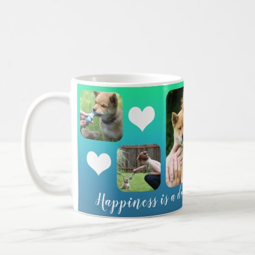 Happiness Is  Modern Custom 5 Photo Pet Collage Coffee Mug