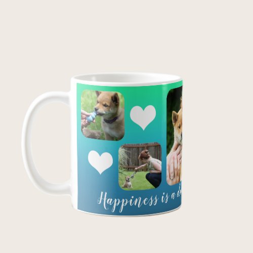 Happiness Is | Modern Custom 5 Photo Pet Collage Coffee Mug Happiness Is | Modern Custom 5 Photo Pet Collage Coffee Mug