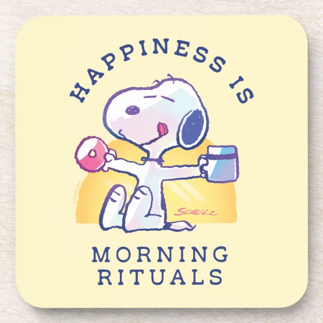 Happiness is Morning Rituals Beverage Coaster (Front)