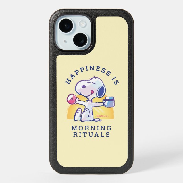 Happiness is Morning Rituals iPhone 15 Case (Back)