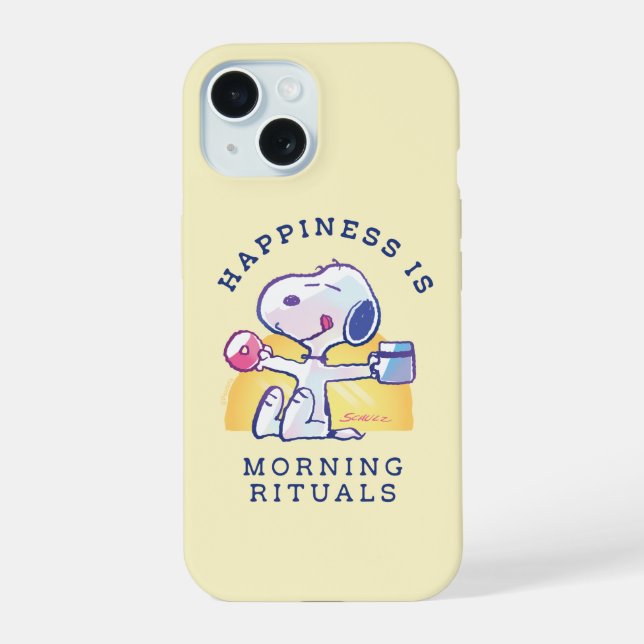 Happiness is Morning Rituals iPhone 15 Case (Back)