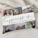 Happiness is | Nana 6 Photo Collage Accent Pillow<br><div class="desc">Photo collage with 6 of your favorite photos and your personalized text. "happiness is" is hand lettered in cute, elegant calligraphy with a love heart, and the template is set up for you to finish the quote. The sample wording reads "happiness is having you as my nana ♥ love [name]...</div>