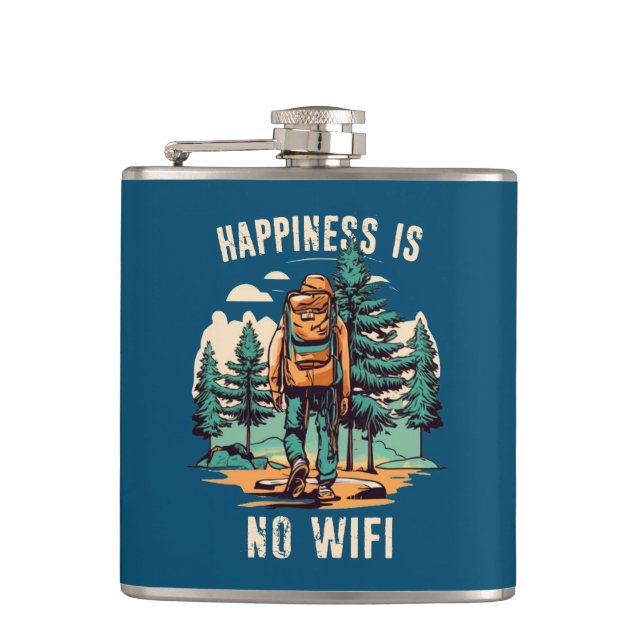 Happiness Is No Wifi Backpacking Flask (Front)