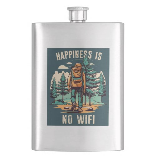 Happiness Is No Wifi Backpacking Flask