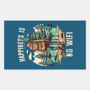 Happiness Is No Wifi Backpacking Rectangular Sticker