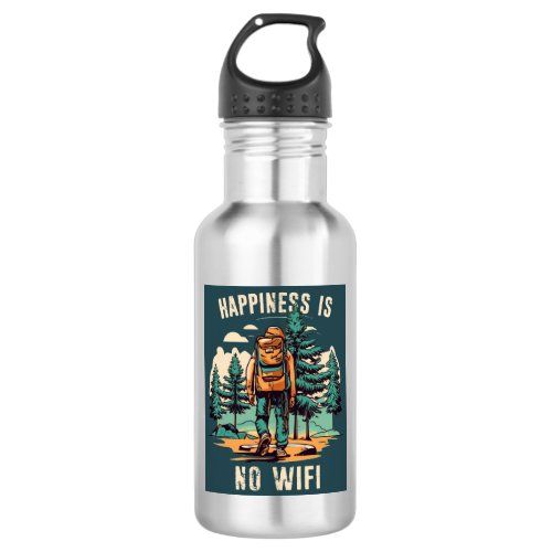Happiness Is No Wifi Backpacking Stainless Steel Water Bottle