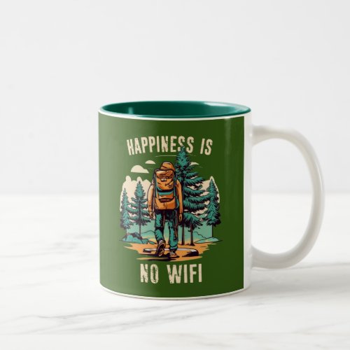 Happiness Is No Wifi Backpacking Two_Tone Coffee Mug