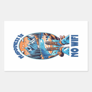 Happiness Is No Wifi Hiking Boots Rectangular Sticker
