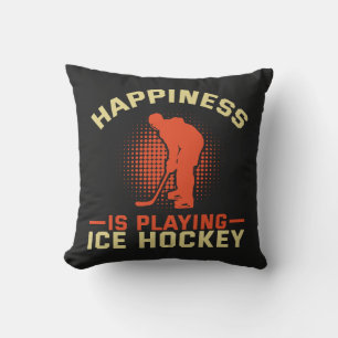 Happiness is Playing Ice Hockey Throw Pillow
