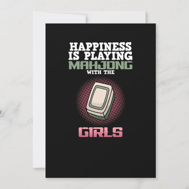 Happiness Is Playing Mahjong Game Player Games Invitation (Front)
