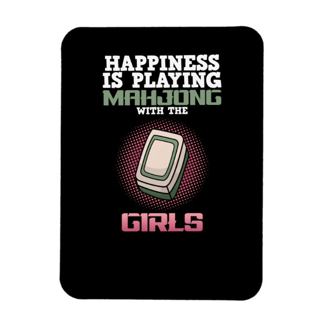 Happiness Is Playing Mahjong Game Player Games Magnet (Vertical)