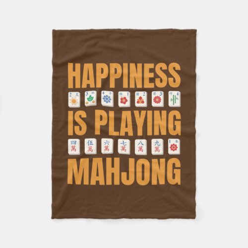 Happiness Is Playing Mahjong Mahjong Party Fleece Blanket