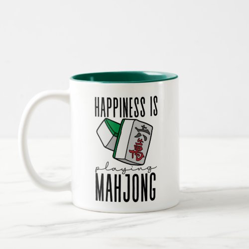Happiness is Playing Mahjong Two_Tone Coffee Mug