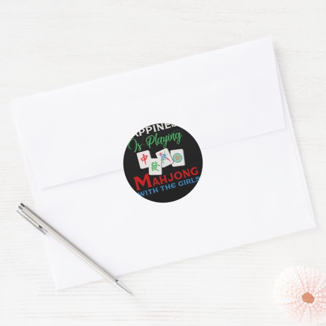 Happiness Is Playing Mahjong With The Girls Classic Round Sticker (Envelope)
