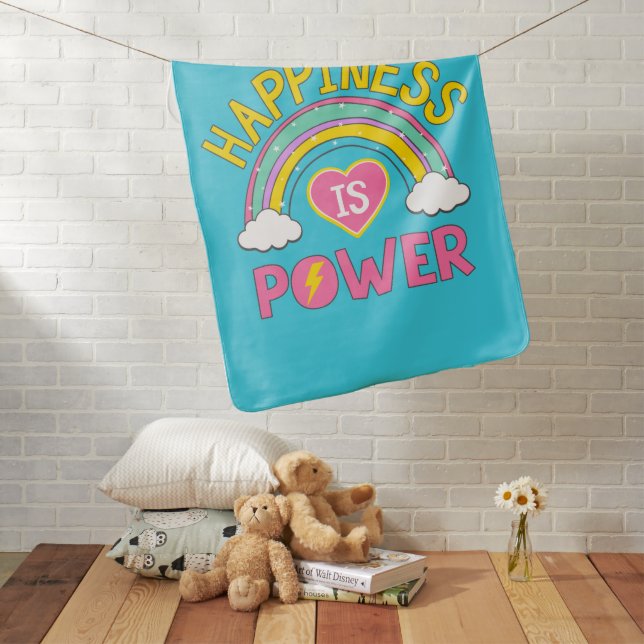 Happiness is Power Rainbow Baby Blanket (In Situ)