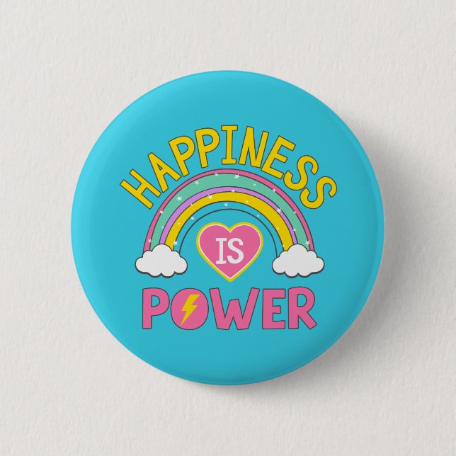 Happiness is Power Rainbow Button (Front)