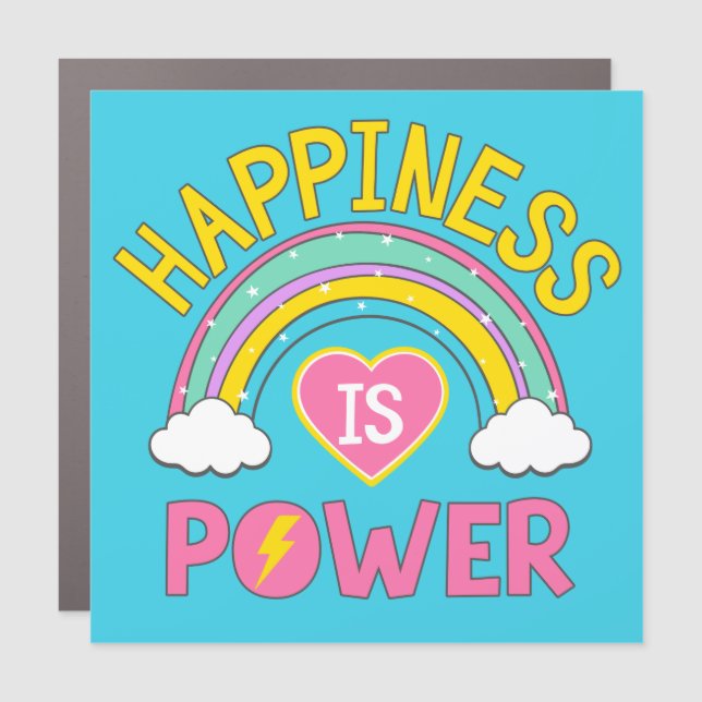 Happiness is Power Rainbow Car Magnet (Front)