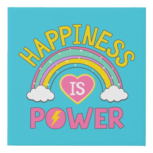 Happiness is Power Rainbow Faux Canvas Print (Front)