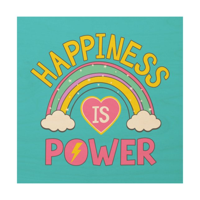Happiness is Power Rainbow Wood Wall Art (Front)