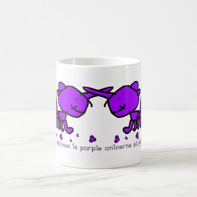 Happiness is purple unicorns at play coffee mug (Center)