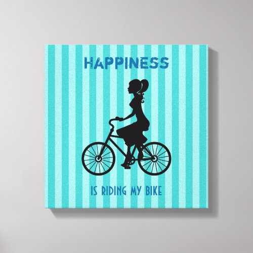 Happiness Is Riding My Bike _ Cyclist Silhouette Canvas Print