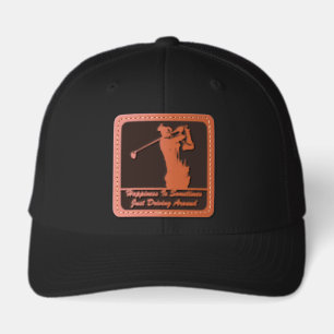 Happiness Is Sometimes Just Driving Custom Golf Leather Patch Hat