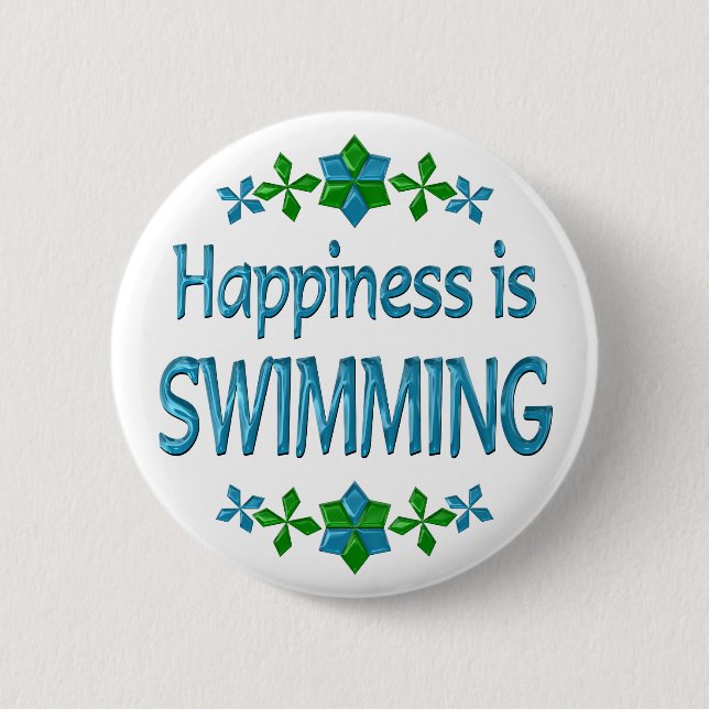 Happiness is Swimming Pinback Button (Front)
