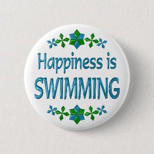 Happiness is Swimming Pinback Button