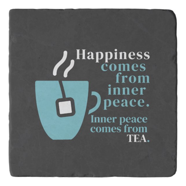 Happiness Is Tea Funny Quote Word Art  Trivet (Front)