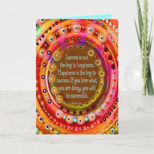 Happiness is the Key to Success Inspiring Quote Card