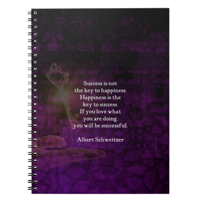 Happiness Is The Key To Success Uplifting Quote Notebook (Front)