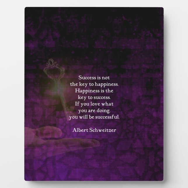 Happiness Is The Key To Success Uplifting Quote Plaque (Front)