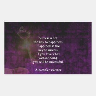 Happiness Is The Key To Success Uplifting Quote Rectangular Sticker